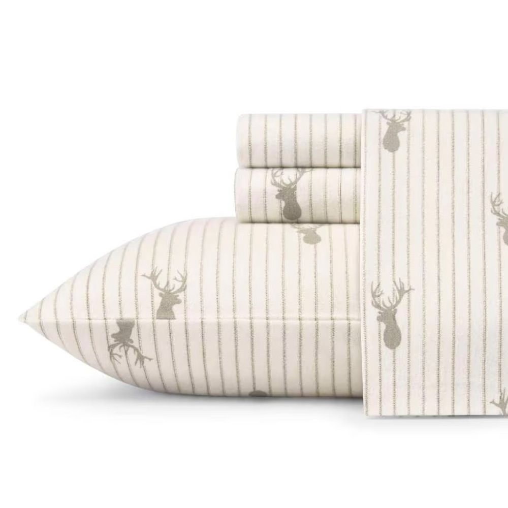 Eddie Bauer Deer Lodge Flannel Full Sheet Set 100% Cotton Sealed New in Package